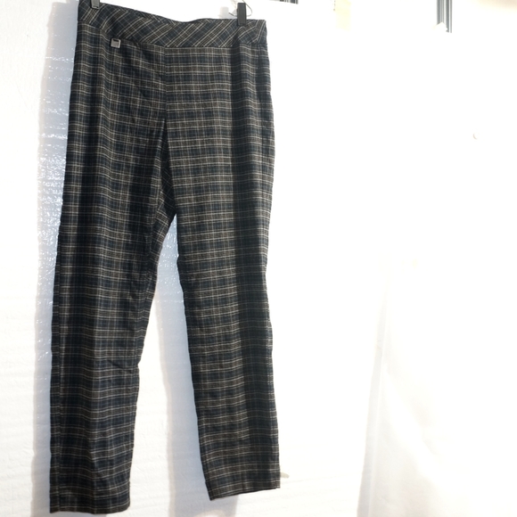 Slimsation By Multiples Pants - Slim-Sation by Multiples Women's Plaid Relaxed  Leg Pull On Pants Black/…